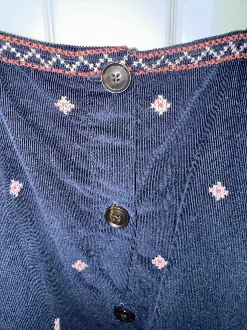 Madewell Embroidered Navy Peasant Top - Women's Navy Floral Blouse - Picture 3 of 4